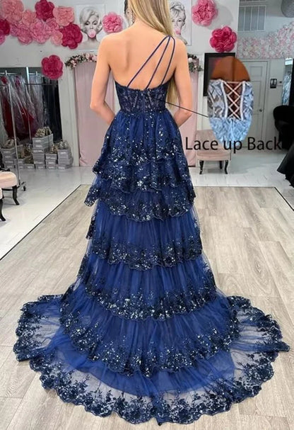 Elegant Glitter Ball Gown Tulle Layered Princess Graduation Dress Sweet Wedding Party Dress Evening Dresses DP270