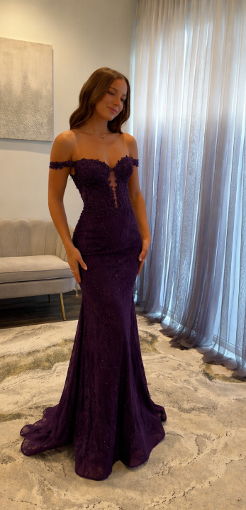 Robe de bal sirène bleu marine sexy en dentelle avec appliques, longue, pour femme, DP277