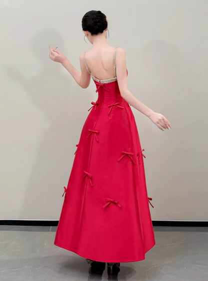 Modest A-Line Spaghetti Straps Birthday Dress Burgundy Long Satin Evening Gowns Special Formal Dresses Prom Dresses DP2773