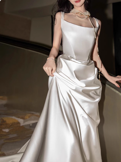Robe de bal courte à bretelles spaghetti, gris argenté, robe de soirée courte, robe de bal Hoco DH2684