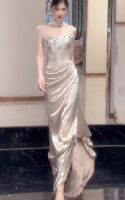 Robe de bal courte à bretelles spaghetti, gris argenté, robe de soirée courte, robe de bal Hoco DH2684