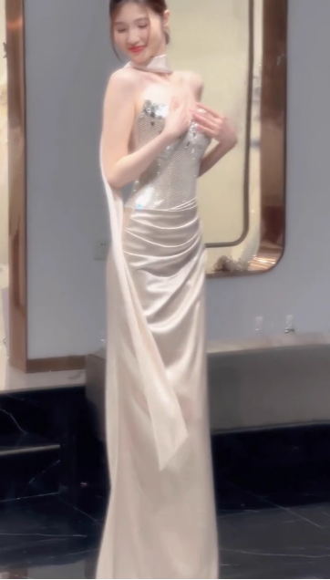 Robe de bal courte à bretelles spaghetti, gris argenté, robe de soirée courte, robe de bal Hoco DH2684