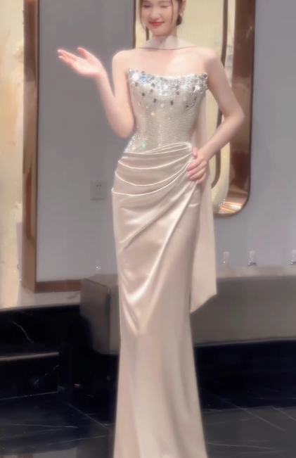 Robe de bal courte à bretelles spaghetti, gris argenté, robe de soirée courte, robe de bal Hoco DH2684