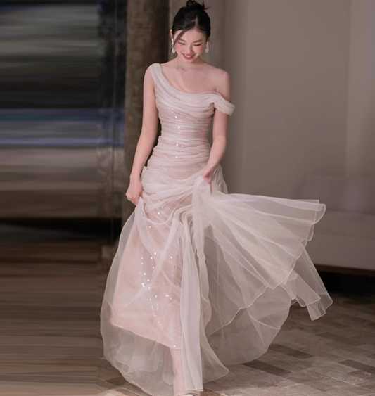 Robe de bal courte à bretelles spaghetti, gris argenté, robe de soirée courte, robe de bal Hoco DH2684