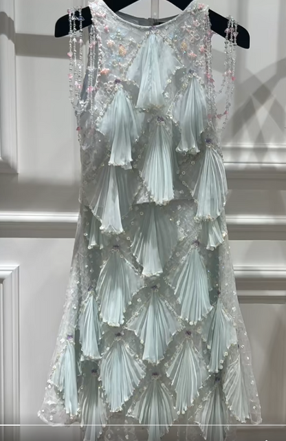 Fairytale Round Neck Sheath Homecoming Dress Chiffon Beaded Short Birthday Skirt Sequin Sweet Party Dress DP2808