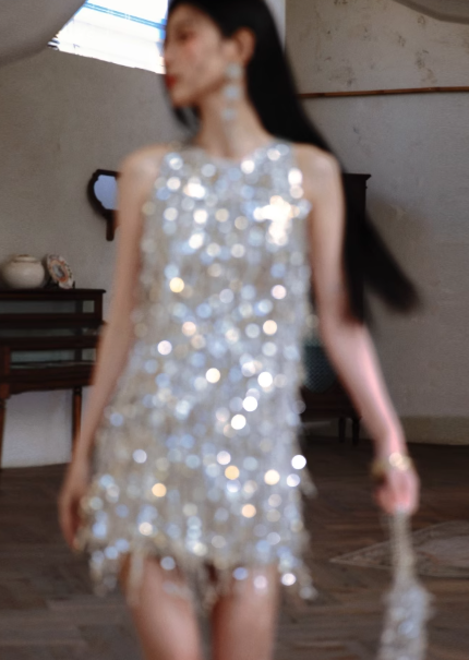 Sparkly Sheath Round Neck Homecoming Dress Tassel Beaded Short Birthday Dress Sequin Sweet Party Dress DP2809