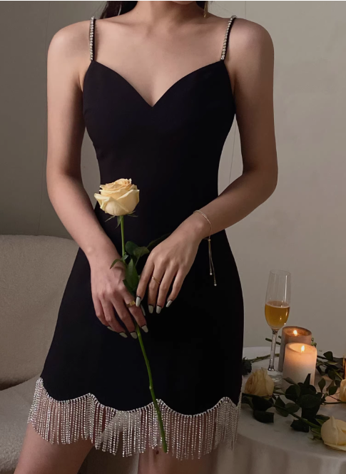 Fashion Sheath Spaghetti Strap Homecoming Dress Tassel Beaded Short Birthday Dress Elegant Party Dress DP2810