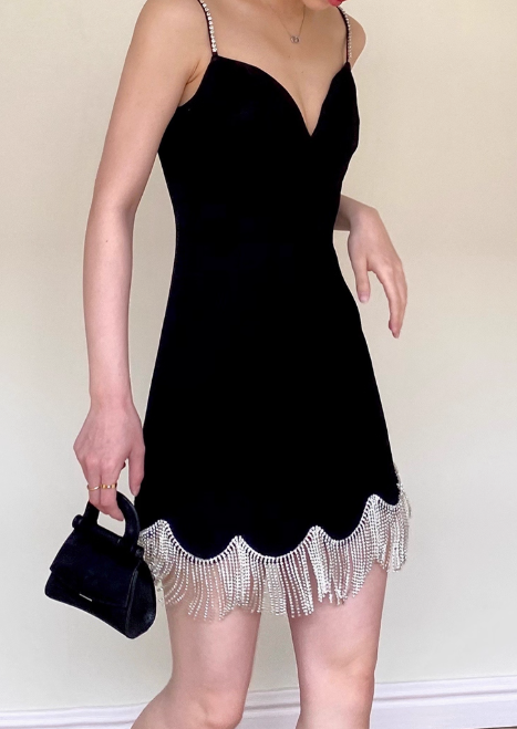 Fashion Sheath Spaghetti Strap Homecoming Dress Tassel Beaded Short Birthday Dress Elegant Party Dress DP2810