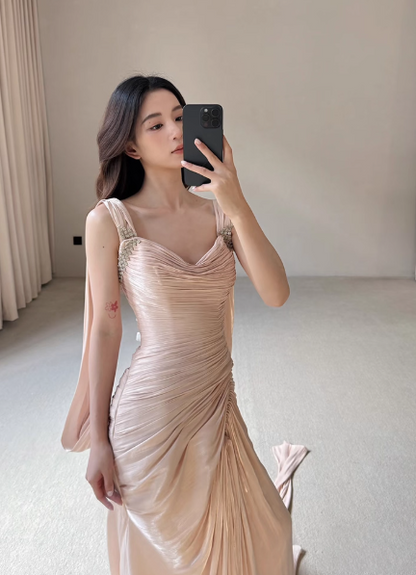 Robe de bal courte à bretelles spaghetti, gris argenté, robe de soirée courte, robe de bal Hoco DH2684