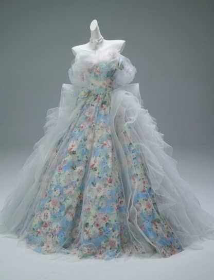Elegant Ball Gown Off-the-shoulder Light Grey Tulle Beaded Print Long Quinceanera Dress Formal Gowns Vestido De 15 Anos Sweet 16 Dress DP2843