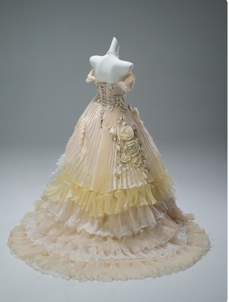 Stunning Flower Ball Gown Off-the-shoulder Gradient Yellow Tulle Lace Tiered Long Quinceanera Dress Formal Gowns Vestido De 15 Anos Sweet 16 Dress DP2844