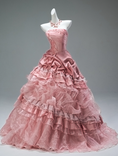 Stunning Strapless Pink Ball Gown Tiered Tulle Applique Beading Long Quinceanera Dress Satin Formal Gowns Vestido De 15 Anos Sweet 16 Dress DP2845