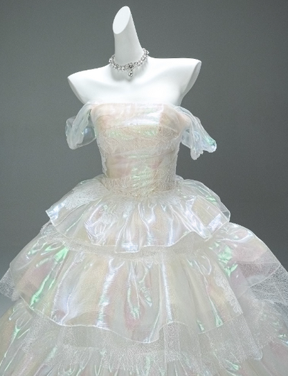 Stunning Off-the-Shoulder Ball Gown Tiered Chiffon Long Quinceanera Dress Saprkly Formal Gowns Vestido De 15 Anos Sweet 16 Dress DP2846