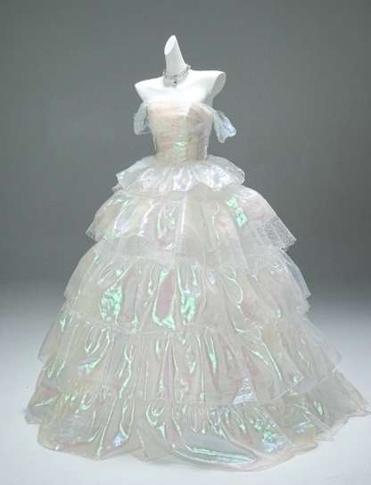 Stunning Off-the-Shoulder Ball Gown Tiered Chiffon Long Quinceanera Dress Saprkly Formal Gowns Vestido De 15 Anos Sweet 16 Dress DP2846