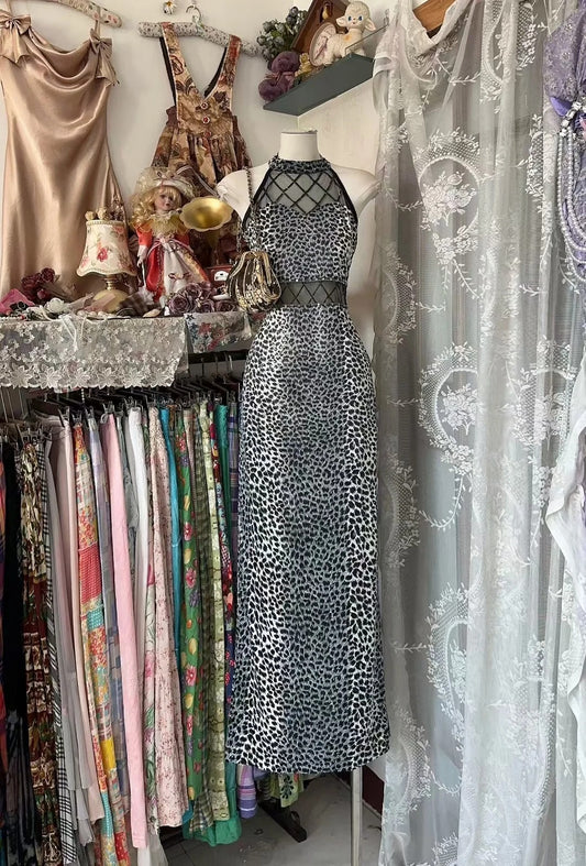 Glamour Leopard Sheath Turtleneck Mother of the Bride Dress DP2878