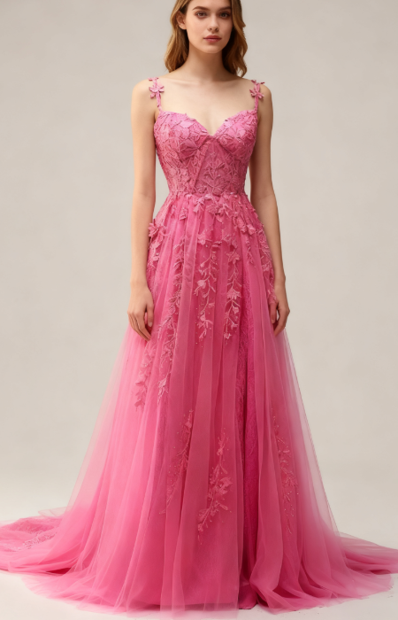 Sexy A Line Spaghetti Straps Navy Prom Dress with Appliques Formal Dress DP290