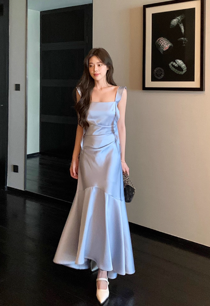 Robe de bal courte à bretelles spaghetti, gris argenté, robe de soirée courte, robe de bal Hoco DH2684