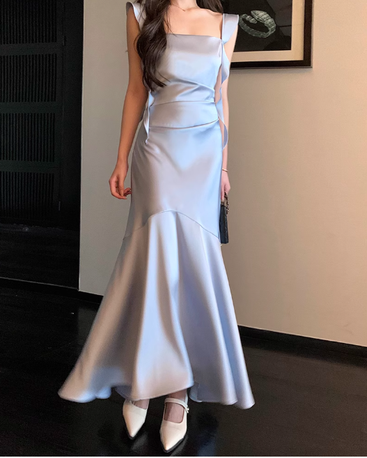 Robe de bal courte à bretelles spaghetti, gris argenté, robe de soirée courte, robe de bal Hoco DH2684