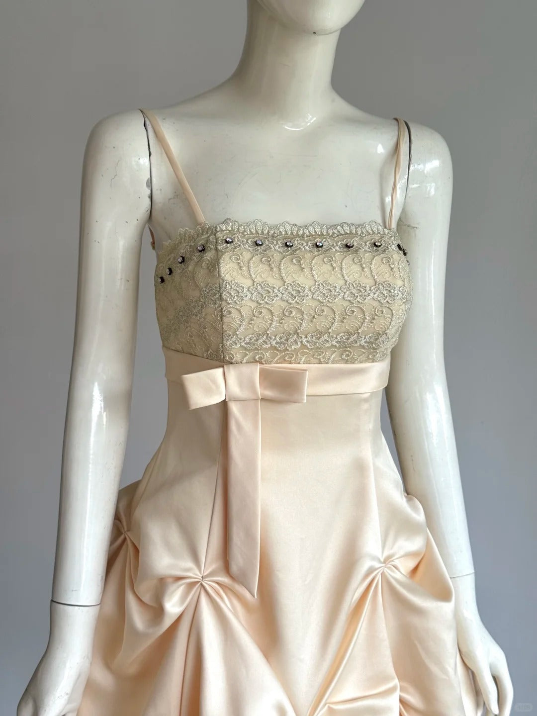Retro A-Line Spaghetti Strap Short Homecoming Dress Satin Beaded Birthday Dress Formal Dress DP2909