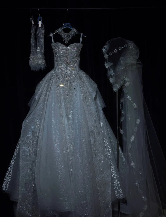 Robe de bal courte à bretelles spaghetti, gris argenté, robe de soirée courte, robe de bal Hoco DH2684