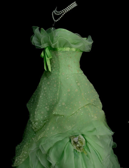 Cute Green Ball Gown Spaghetti Strap Quinceanera Dress Tulle Sweet 16 Dress DP2945