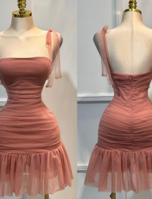 Robe de bal courte à bretelles spaghetti, gris argenté, robe de soirée courte, robe de bal Hoco DH2684