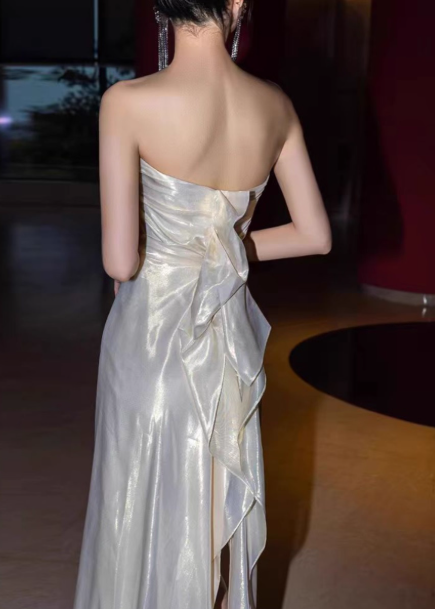Sexy Sheath Strapless Evening Gowns Tulle Party Dress Fairy Prom Dresses  DP2960