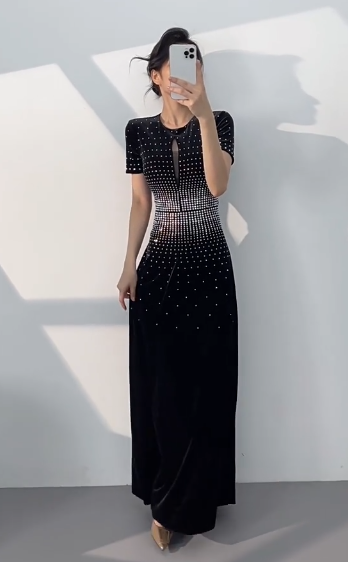 Elegant Black Jewel Sheath Mother of the Bride Dress Satin Beaded Formal Evening Gown  DP2961
