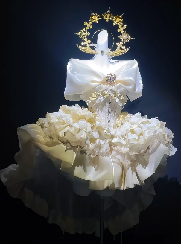 Cute Yellow Off-the-shoulder Ball Gown Short Birthday Dress Tulle Applique Lolita Dress DP2983