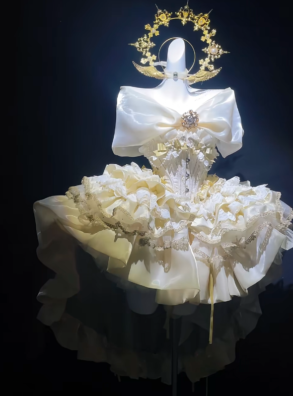 Cute Yellow Off-the-shoulder Ball Gown Short Birthday Dress Tulle Applique Lolita Dress DP2983