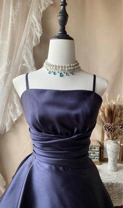 Robe de bal courte à bretelles spaghetti, gris argenté, robe de soirée courte, robe de bal Hoco DH2684