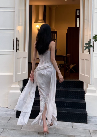 Robe de bal courte à bretelles spaghetti, gris argenté, robe de soirée courte, robe de bal Hoco DH2684