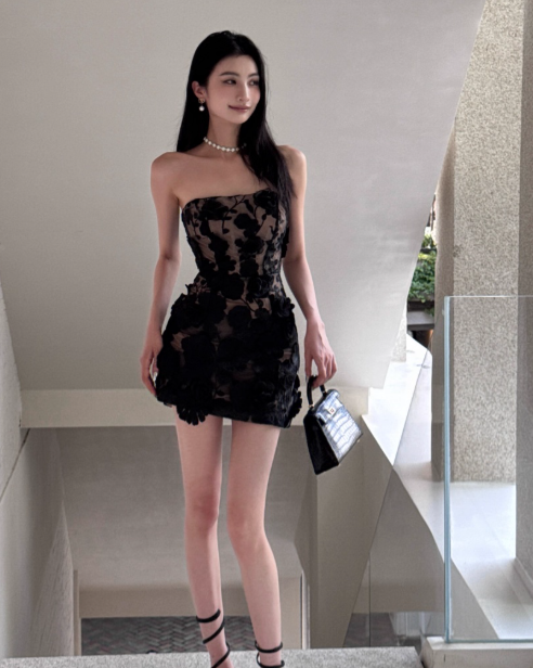 Sexy Strapless Bodycon Tulle Short Birthday Dresses Black Homecoming Dresses DP3112