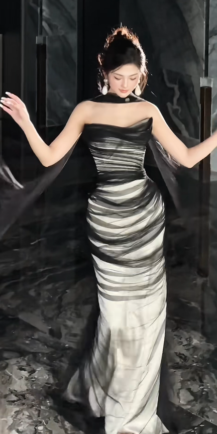 Elegant Strapless Sheath Tulle Long Prom Dresses, Black Sleeveless Formal Evening Dresses DP3117