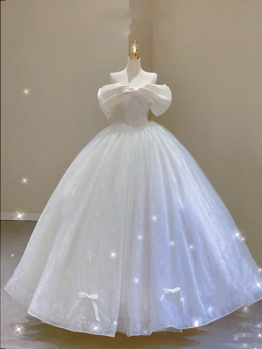 Robe de mariée longue en satin blanc, élégante et chic, sans bretelles, DP315