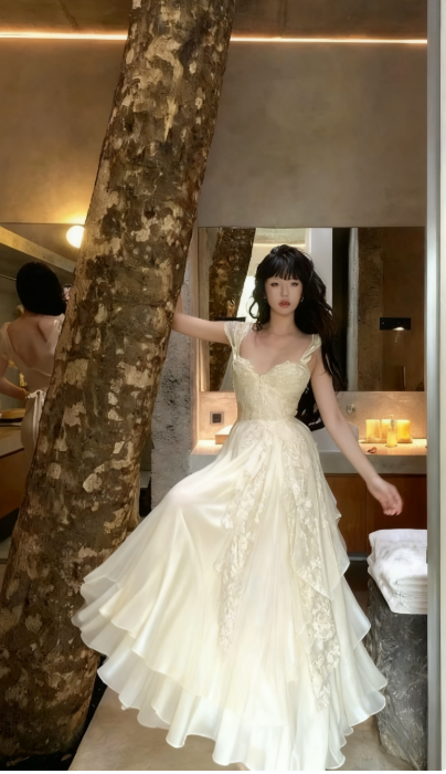 Elegant Sweetheart Sheath Chiffon Long Prom Dresses, Light Champagne Formal Evening Dresses DP3160