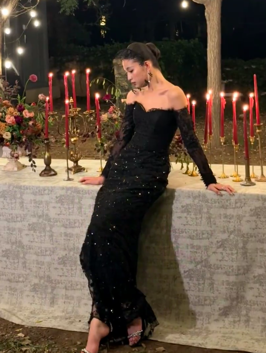 Elegant Off-the-shoulder Sheath Long Prom Dresses Lace Black Evening Dresses DP3375
