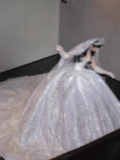 Luxury Sweetheart Neck Ball Gown Beaded Long Wedding Dresses Tulle White Bridal Dresses Sleeveless Bridal Gowns DP3697