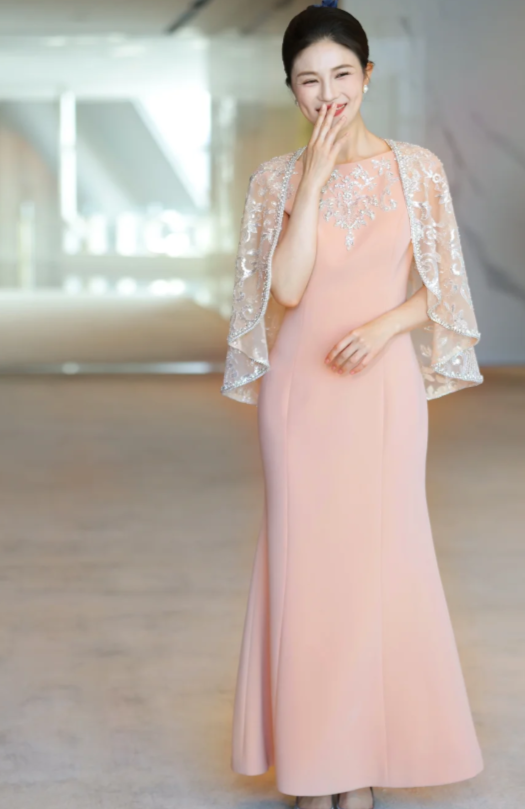 Elegant Bateau Mermaid Wedding Guest Dresses Satin Orange Pink Mother of the Bride Dresses DP3714