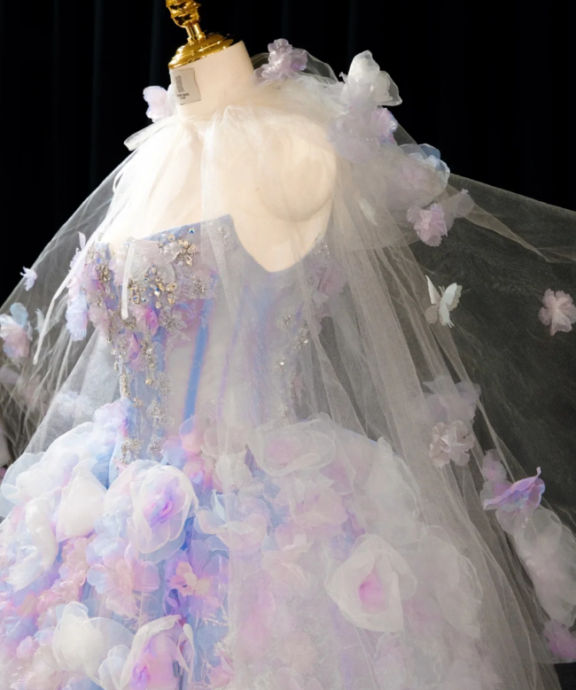 Gorgeous Strapless Ball Gown Tulle Long Prom Dresses Cute Sleeveless Quinceanera Dresses Sweet 16 Dresses DP3717