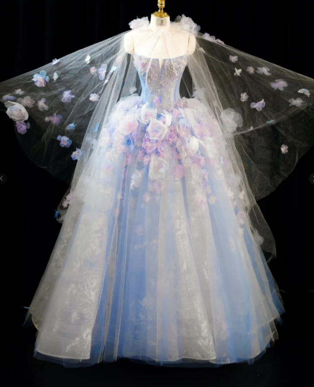 Gorgeous Strapless Ball Gown Tulle Long Prom Dresses Cute Sleeveless Quinceanera Dresses Sweet 16 Dresses DP3717