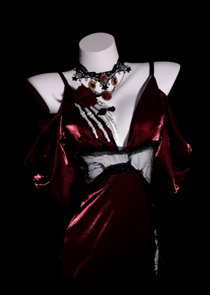 Elegant Spaghetti Strap Mermaid Long Prom Dresses Satin Burgundy Evening Dresses DP3719