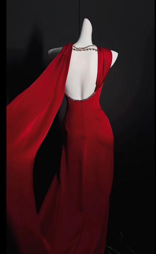 Elegant Jewel Sheath Long Prom Dresses Satin Burgundy Evening Dresses Sleeveless Formal Dresses DP3724