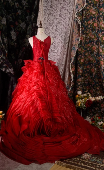 Fairy Jewel Ball Gown Tulle Long Prom Dresses Burgundy Quinceanera Dresses Sweet 16 Dress DP3749