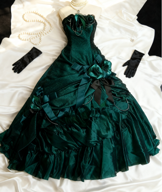 Gorgeous Strapless Ball Gown Satin Long Prom Dresses Dark Green Quinceanera Dresses Sweet 16 Dress DP3750