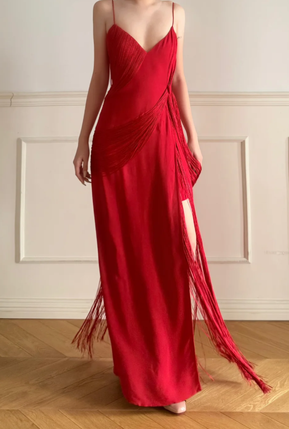 Sexy Spaghetti Strap Sheath Burgundy Long Prom Dresses Burgundy Evening Dresses with Slits DP3767