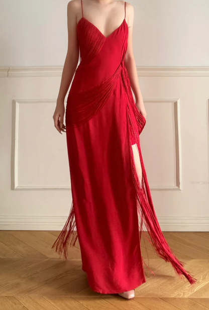 Sexy Spaghetti Strap Sheath Burgundy Long Prom Dresses Burgundy Evening Dresses with Slits DP3767