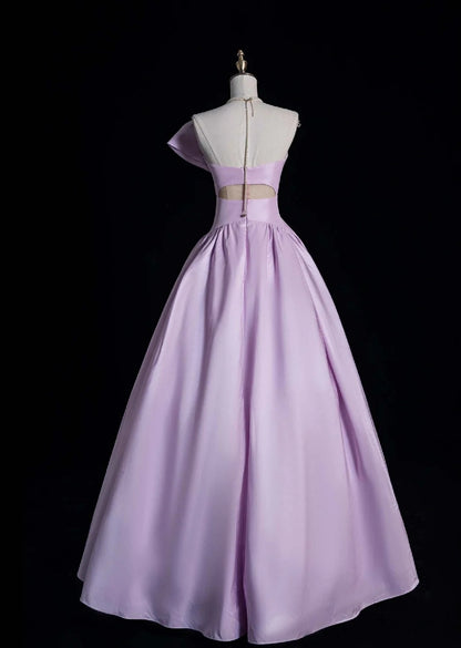 Cute Strapless A-Line Long Prom Dress Satin Lilac Sweet 16 Dress DP3784