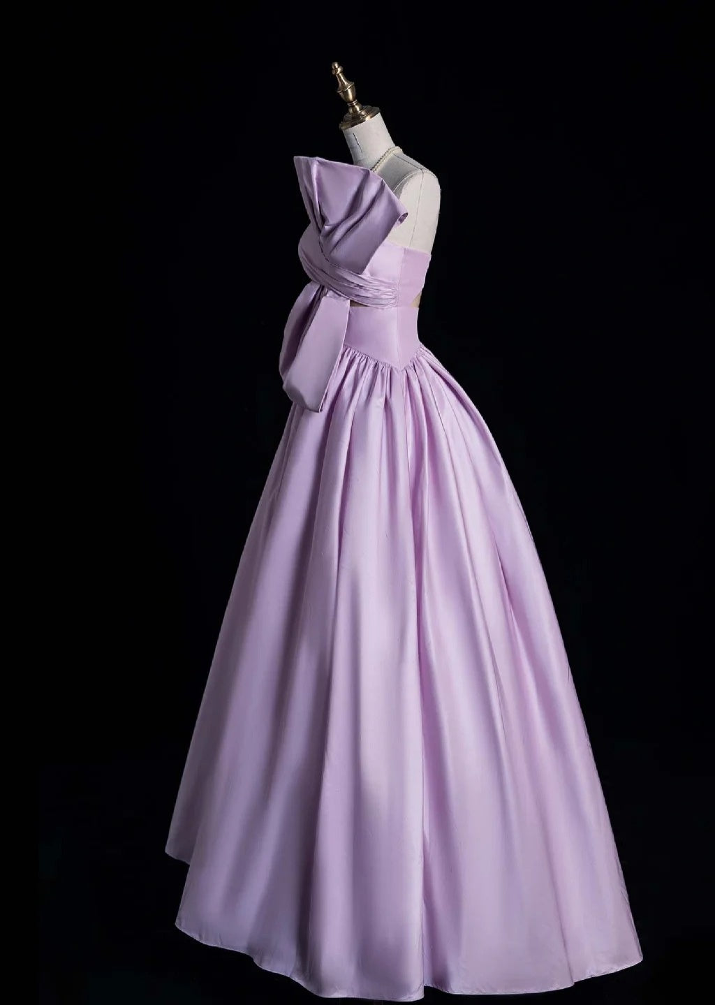 Cute Strapless A-Line Long Prom Dress Satin Lilac Sweet 16 Dress DP3784