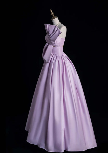 Cute Strapless A-Line Long Prom Dress Satin Lilac Sweet 16 Dress DP3784